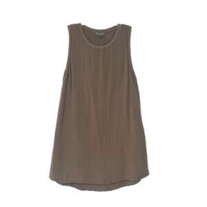 Michael Stars Double Gauze Dress Women Large Taupe Brown 100% Cotton Sleeveless